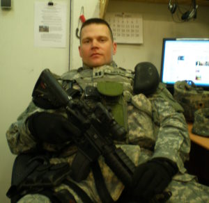 Scott Delius in military apparel